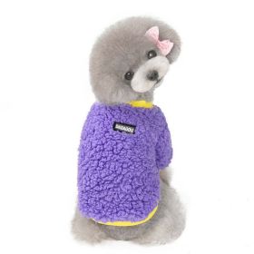 cat and dog clothes autumn and winter warm and fleece - Purple - XXL