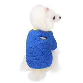 cat and dog clothes autumn and winter warm and fleece - blue - M