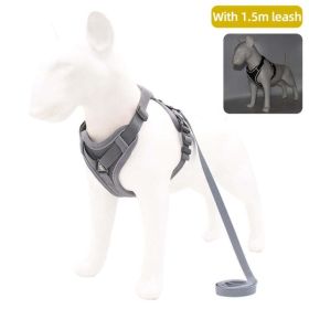 dog harness with 1.5m leash - Gray - M