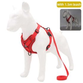 dog harness with 1.5m leash - Red - L