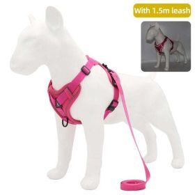 dog harness with 1.5m leash - Rose Red - S
