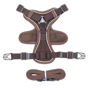 dog harness with 1.5m leash - Coffee - S