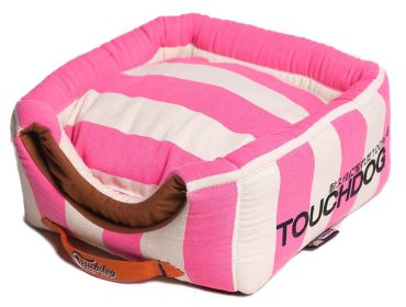 Touchdog Polo-Striped Convertible and Reversible Squared 2-in-1 Collapsible Dog House Bed - PB36PKLG