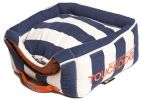 Touchdog Polo-Striped Convertible and Reversible Squared 2-in-1 Collapsible Dog House Bed - PB36BLLG