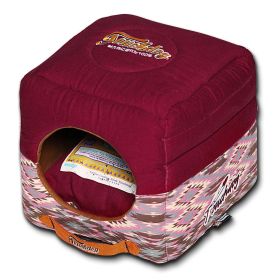 Touchdog 70's Vintage-Tribal Throwback Convertible and Reversible Squared 2-in-1 Collapsible Dog House Bed - PB53PKLG