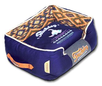 Touchdog 70's Vintage-Tribal Throwback Diamond Patterned Ultra-Plush Rectangular-Boxed Dog Bed - Medium
