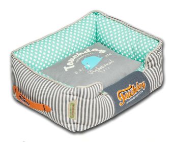 Touchdog Polka-Striped Polo Easy Wash Rectangular Fashion Dog Bed - Large