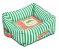 Touchdog Neutral-Striped Ultra-Plush Easy Wash Squared Designer Dog Bed - Medium