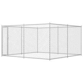 Outdoor Dog Kennel 13.1'x13.1'x6.6' - Silver