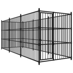 Outdoor Dog Kennel 177.2"x59.1"x72.8" - Black