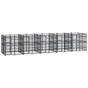 Outdoor Dog Kennel Steel 198.4 ftÂ² - Black