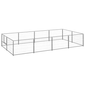 Dog Kennel Silver 86.1 ftÂ² Steel - Silver