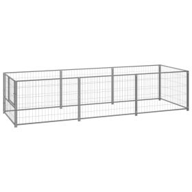 Dog Kennel Silver 32.3 ftÂ² Steel - Silver