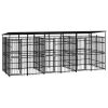 Outdoor Dog Kennel with Roof Steel 119 ftÂ² - Black