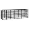 Outdoor Dog Kennel with Roof Steel 138.9 ftÂ² - Black