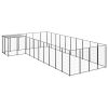 Dog Kennel Black 143.3 ftÂ² Steel - Black