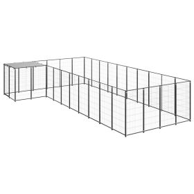 Dog Kennel Black 143.3 ftÂ² Steel - Black