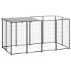 Dog Kennel Black 26 ftÂ² Steel - Black