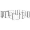 Dog Kennel Black 130.2 ftÂ² Steel - Black