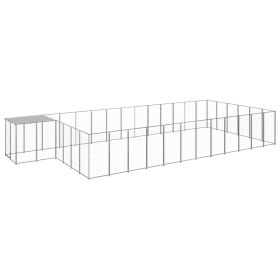 Dog Kennel Silver 247.5 ftÂ² Steel - Silver