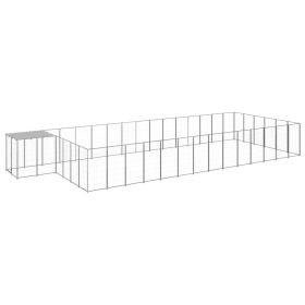 Dog Kennel Silver 286.5 ftÂ² Steel - Silver