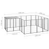 Dog Kennel Black 65.1 ftÂ² Steel - Black