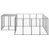 Dog Kennel Black 65.1 ftÂ² Steel - Black