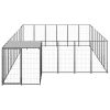 Dog Kennel Black 169.3 ftÂ² Steel - Black