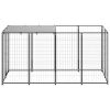 Dog Kennel Black 26 ftÂ² Steel - Black