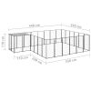 Dog Kennel Black 130.2 ftÂ² Steel - Black