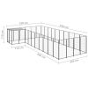 Dog Kennel Black 143.3 ftÂ² Steel - Black