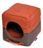 Touchdog Convertible and Reversible Vintage Printed Squared 2-in-1 Collapsible Dog House Bed - PB31ORLG