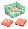 Touchdog Neutral-Striped Ultra-Plush Easy Wash Squared Designer Dog Bed - Medium