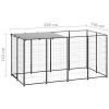 Dog Kennel Black 26 ftÂ² Steel - Black