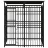 Outdoor Dog Kennel with Roof Steel 39.7 ftÂ² - Black