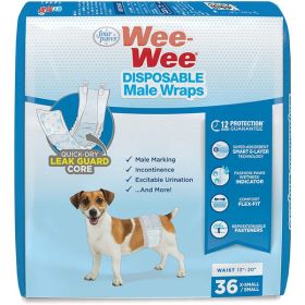 Four Paws Wee-Wee Disposable Male Dog Wraps 36 Count X-Small / Small