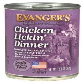 Evanger's Heritage Classic Chicken Lickin' Dinner Canned Cat Wet Food 12.8 oz 12 Pack