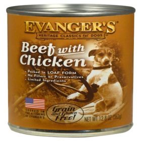Evanger's Heritage Classic Beef with Chicken Canned Dog Food 12.8 oz 12 Pack