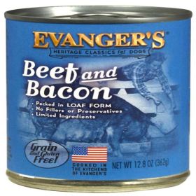 Evanger's Heritage Classic Beef & Bacon Canned Dog Food 12.8 oz 12 Pack