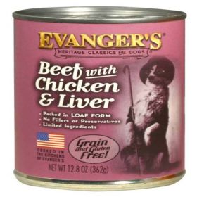 Evanger's Heritage Classic Beef Chicken & Liver Canned Dog Food 12.8 oz 12 Pack