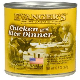 Evanger's Heritage Classic Chicken & Rice Dinner Canned Dog Food 12.8 oz 12 Pack