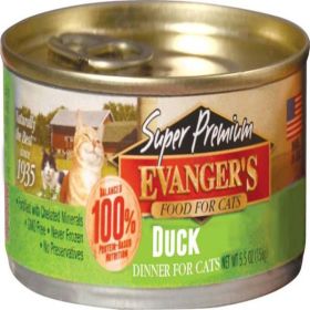Evanger's Super Premium Duck Dinner Canned Cat Wet Food 5.5 oz 24 Pack