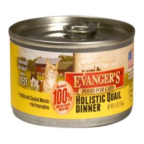 Evanger's Super Premium Holistic Quail Dinner Canned Cat Wet Food 5.5 oz 24 Pack