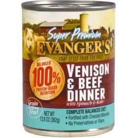 Evanger's Super Premium Limited Ingredient Venison/Beef Dinner Dogs Food 12.8 oz 12 Pack