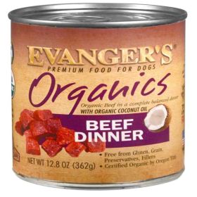 Evanger's Organics Beef Dinner Canned Dog Food 12.8 oz 12 Pack