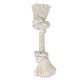 Mammoth Pet Products 100% Cotton Rope Bone Dog Toy 2 Knots Rope Bone White 19 in