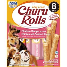 Inaba Dog Churu Rolls Chicken Salmon Wraps 6Ct/3.36Oz
