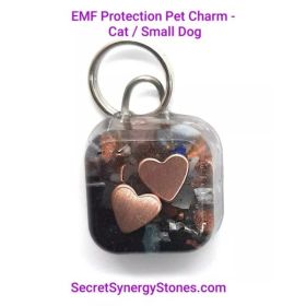 EMF 5G protection Pet Charm Cat/Sml Dog with Split Ring (Color: Black, Material: Stone, Country of Manufacture: United States)