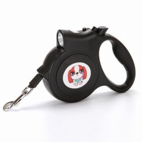 LED Lighted Retractable Nylon Dog Leash (Color: Black, Country of Manufacture: United States)